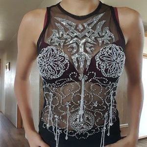 Beaded sheer top